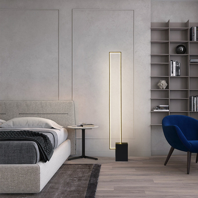 Contemporary Scandinavian LED Floor Lamp - Rectangular Iron & Silicone Base for Living Room