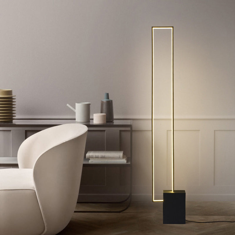 Contemporary Scandinavian LED Floor Lamp - Rectangular Iron & Silicone Base for Living Room