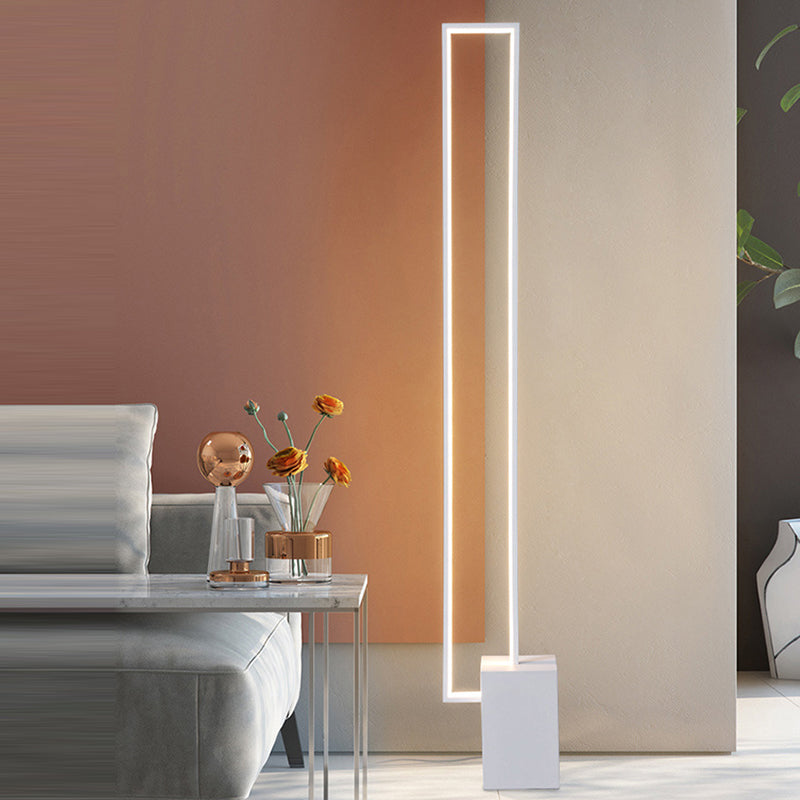 Contemporary Scandinavian LED Floor Lamp - Rectangular Iron & Silicone Base for Living Room