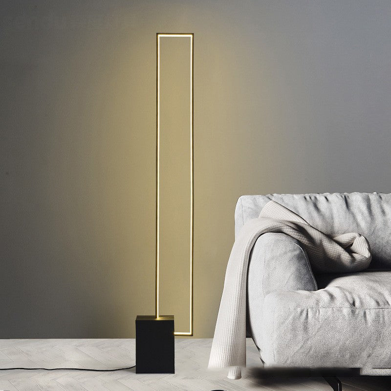 Contemporary Scandinavian LED Floor Lamp - Rectangular Iron & Silicone Base for Living Room