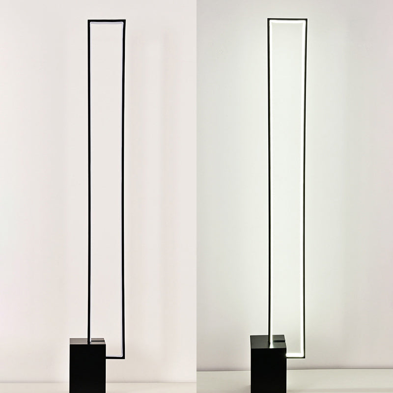 Contemporary Scandinavian LED Floor Lamp - Rectangular Iron & Silicone Base for Living Room
