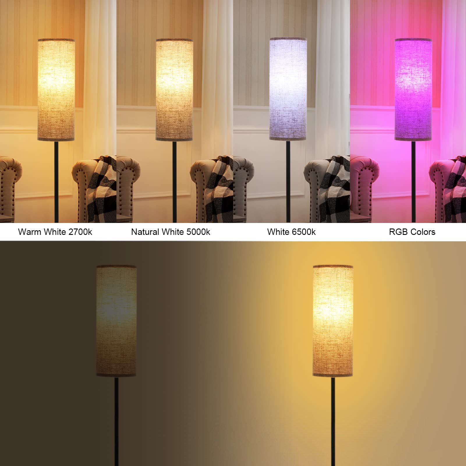 Modern Minimalist Cylinder Floor Lamp - Iron Fabric, 1-Light Design for Bedroom
