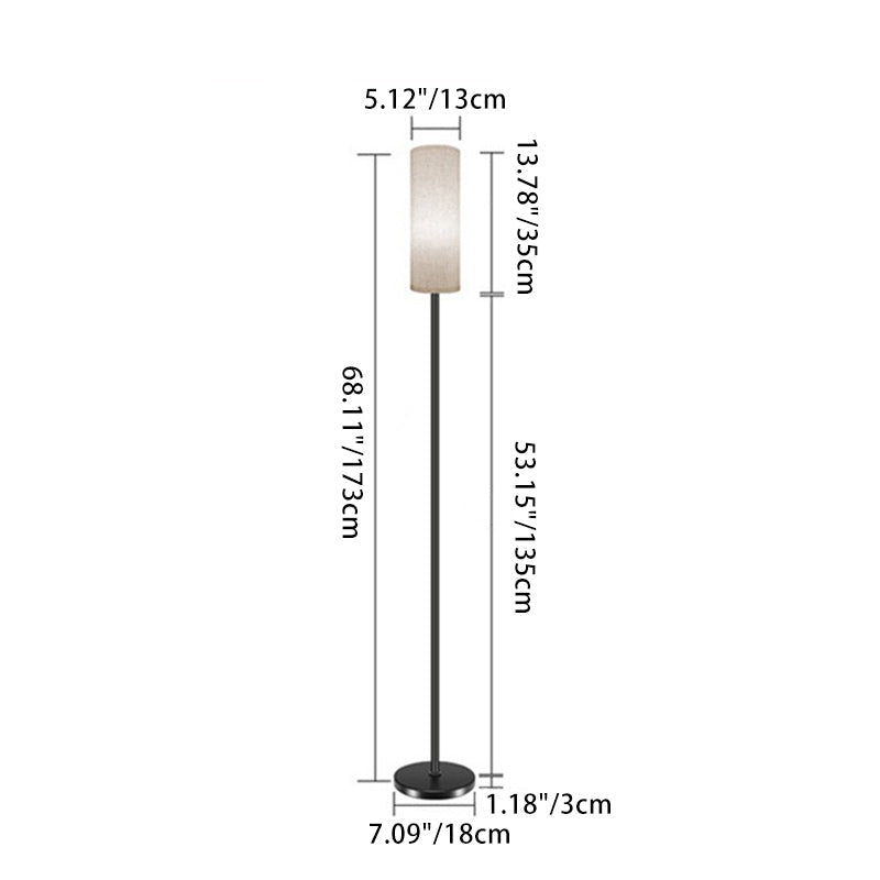 Modern Minimalist Cylinder Floor Lamp - Iron Fabric, 1-Light Design for Bedroom