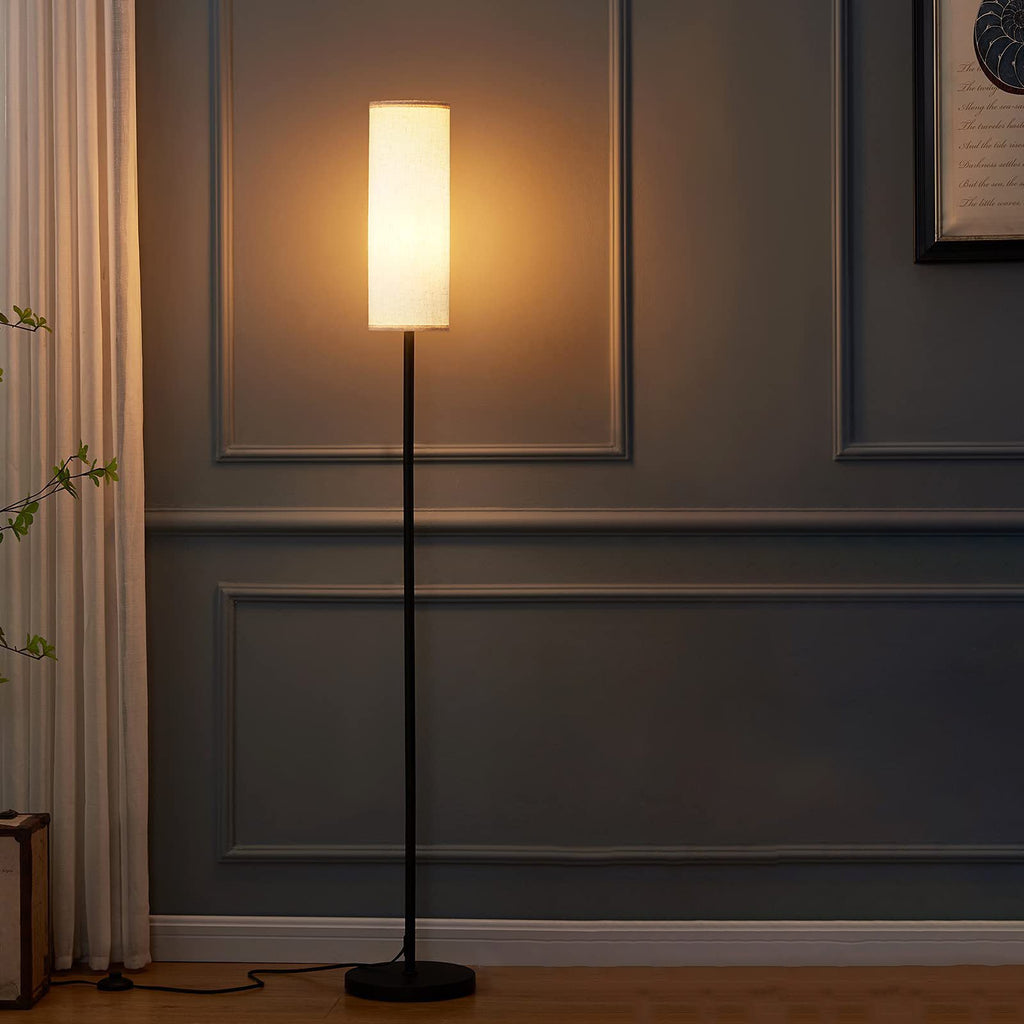 Modern Minimalist Cylinder Floor Lamp - Iron Fabric, 1-Light Design for Bedroom