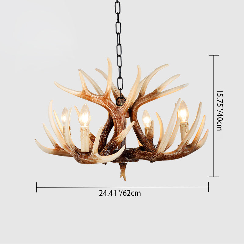 Vintage Antler Branch Sconce Chandelier - 4/6 Light Resin PVC Fixture for Living Room