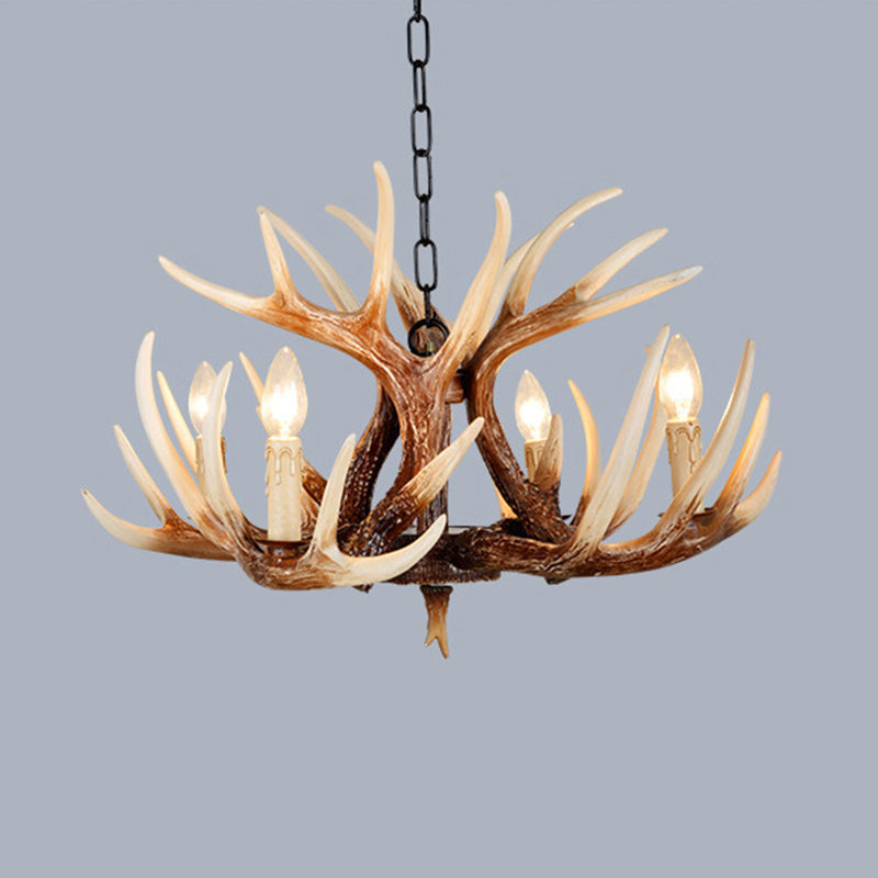 Vintage Antler Branch Sconce Chandelier - 4/6 Light Resin PVC Fixture for Living Room