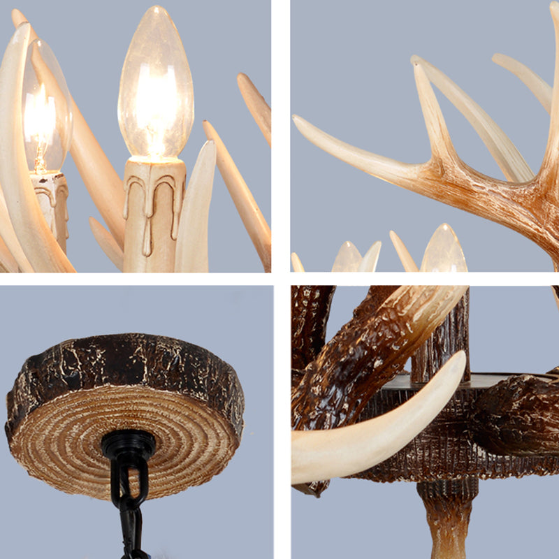 Vintage Antler Branch Sconce Chandelier - 4/6 Light Resin PVC Fixture for Living Room