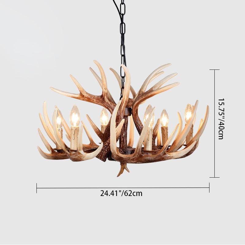 Vintage Antler Branch Sconce Chandelier - 4/6 Light Resin PVC Fixture for Living Room