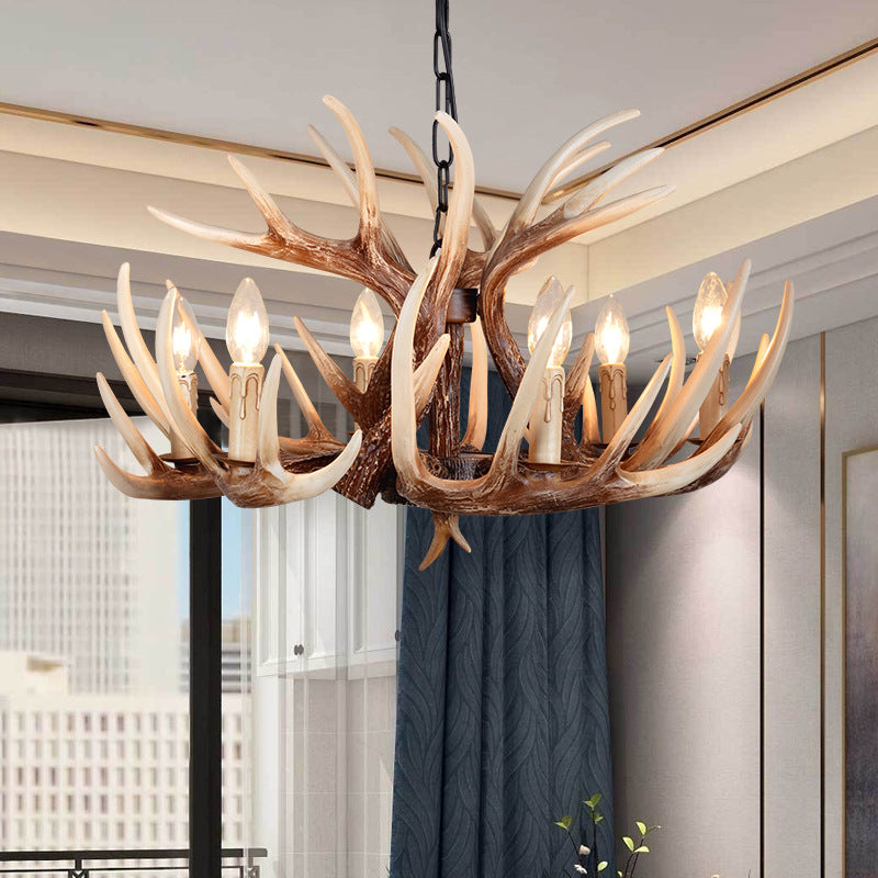 Vintage Antler Branch Sconce Chandelier - 4/6 Light Resin PVC Fixture for Living Room