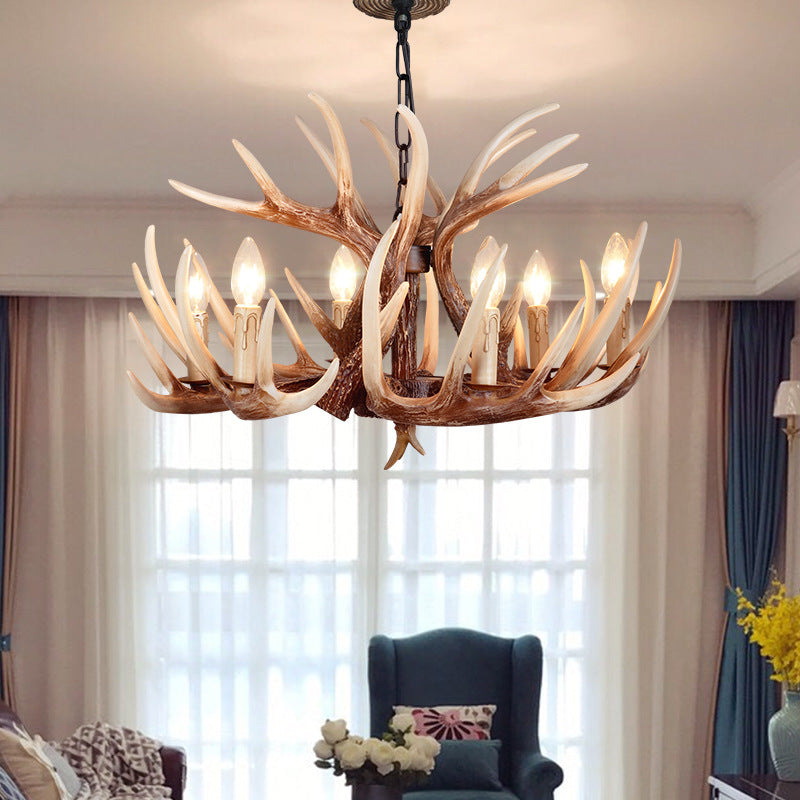 Vintage Antler Branch Sconce Chandelier - 4/6 Light Resin PVC Fixture for Living Room