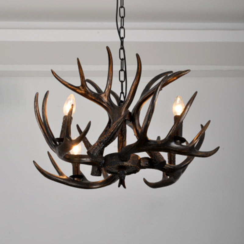 Vintage Antler Branch Sconce Chandelier - 4/6 Light Resin PVC Fixture for Living Room