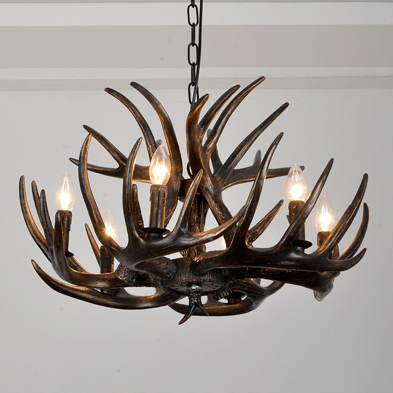 Vintage Antler Branch Sconce Chandelier - 4/6 Light Resin PVC Fixture for Living Room