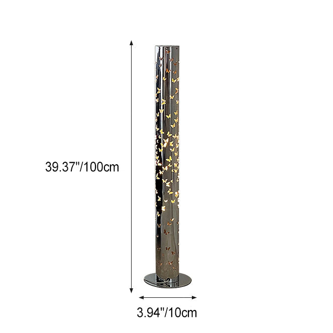 Contemporary Scandinavian Cylinder Disc Base Butterfly Textured Stainless Steel LED Floor Lamp for Living Room 

Elevate your living space with this stylish standing floor lamp, featuring a sleek cylinder design and butterfly texture. Crafted from durable