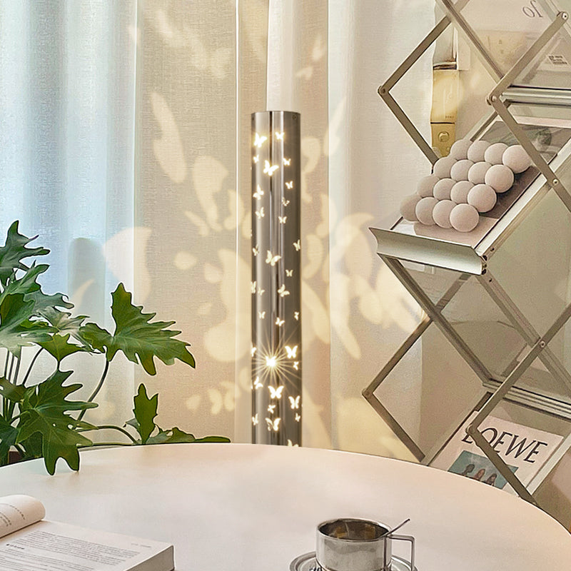Contemporary Scandinavian Cylinder Disc Base Butterfly Textured Stainless Steel LED Floor Lamp for Living Room 

Elevate your living space with this stylish standing floor lamp, featuring a sleek cylinder design and butterfly texture. Crafted from durable