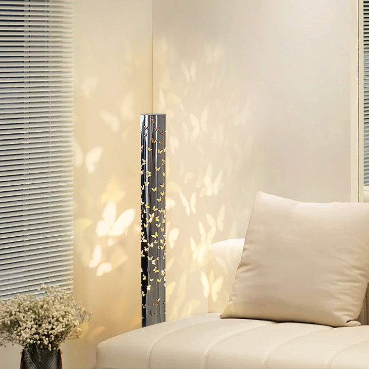 Contemporary Scandinavian Cylinder Disc Base Butterfly Textured Stainless Steel LED Floor Lamp for Living Room 

Elevate your living space with this stylish standing floor lamp, featuring a sleek cylinder design and butterfly texture. Crafted from durable