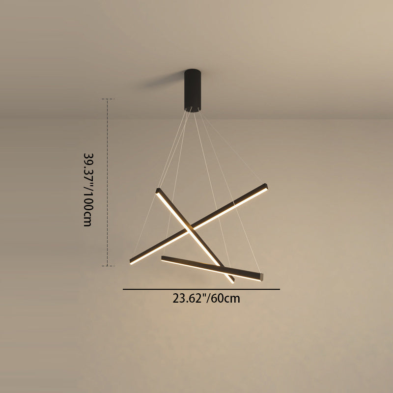 Contemporary Scandinavian LED Chandelier for Living Room - Rectangular Aluminum Acrylic Design