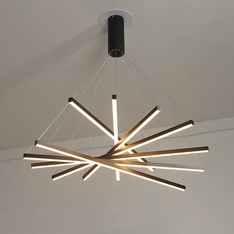 Contemporary Scandinavian LED Chandelier for Living Room - Rectangular Aluminum Acrylic Design