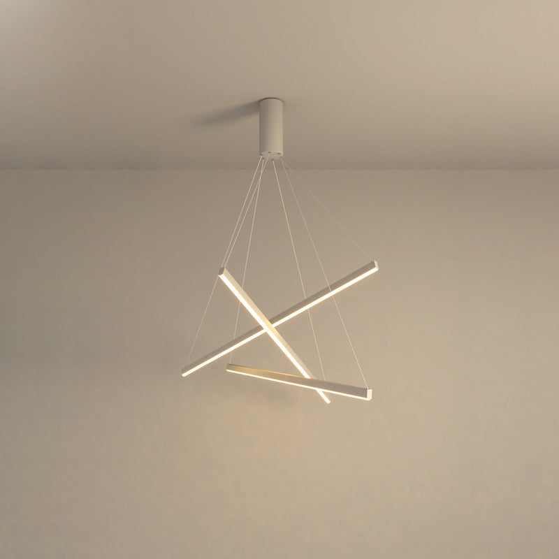 Contemporary Scandinavian LED Chandelier for Living Room - Rectangular Aluminum Acrylic Design
