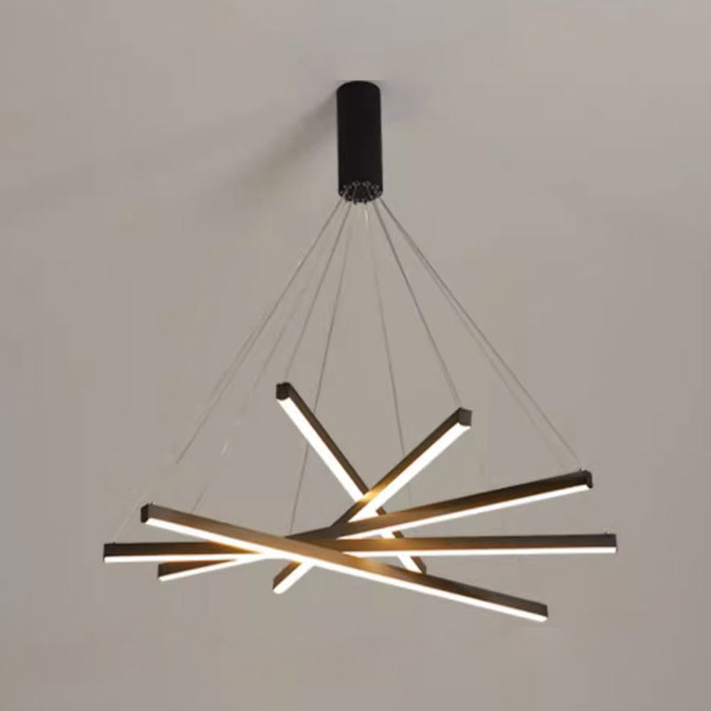 Contemporary Scandinavian LED Chandelier for Living Room - Rectangular Aluminum Acrylic Design