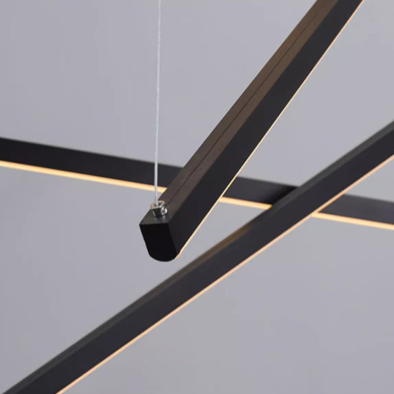 Contemporary Scandinavian LED Chandelier for Living Room - Rectangular Aluminum Acrylic Design