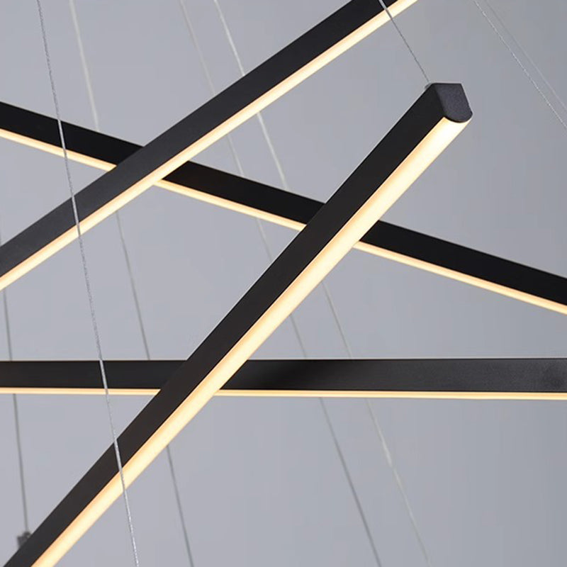 Contemporary Scandinavian LED Chandelier for Living Room - Rectangular Aluminum Acrylic Design