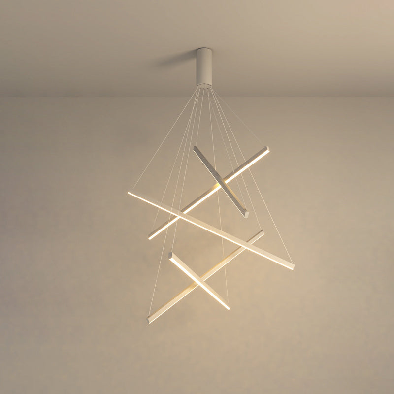 Contemporary Scandinavian LED Chandelier for Living Room - Rectangular Aluminum Acrylic Design