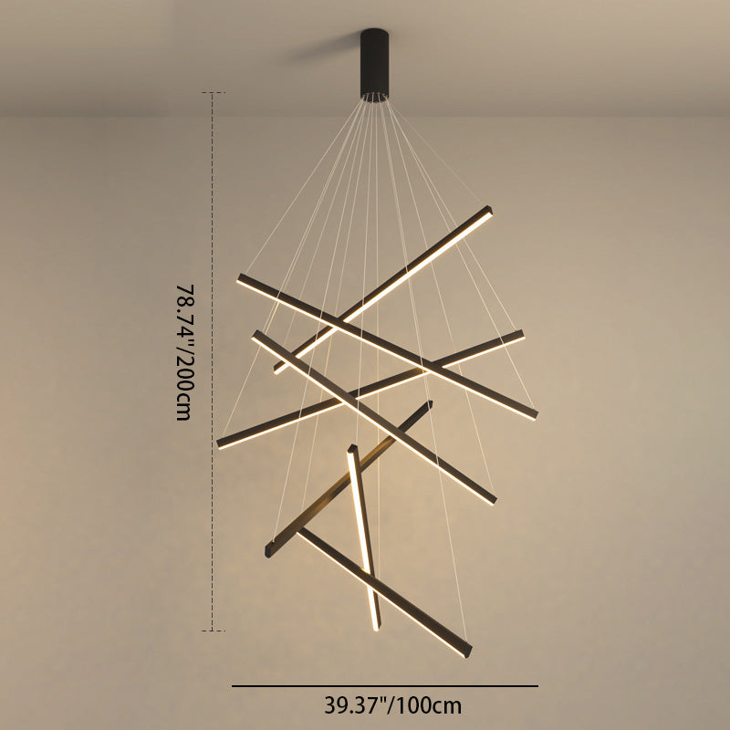 Contemporary Scandinavian LED Chandelier for Living Room - Rectangular Aluminum Acrylic Design