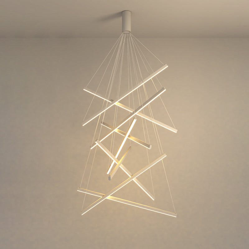 Contemporary Scandinavian LED Chandelier for Living Room - Rectangular Aluminum Acrylic Design