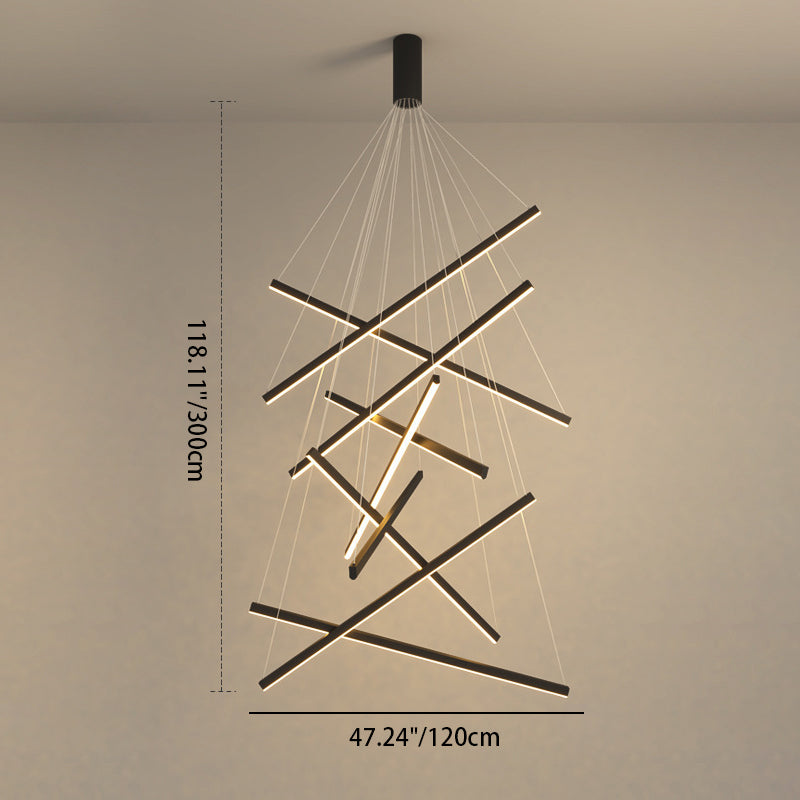Contemporary Scandinavian LED Chandelier for Living Room - Rectangular Aluminum Acrylic Design