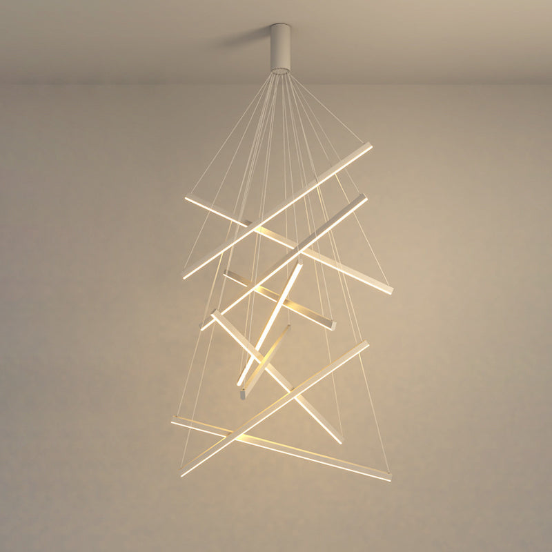 Contemporary Scandinavian LED Chandelier for Living Room - Rectangular Aluminum Acrylic Design