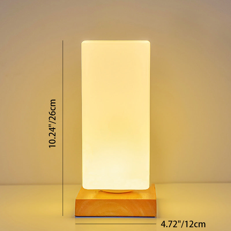 Contemporary Scandinavian Wooden Glass LED Table Lamp for Bedroom