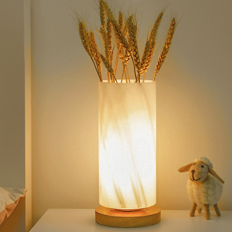 Contemporary Scandinavian Wooden Glass LED Table Lamp for Bedroom