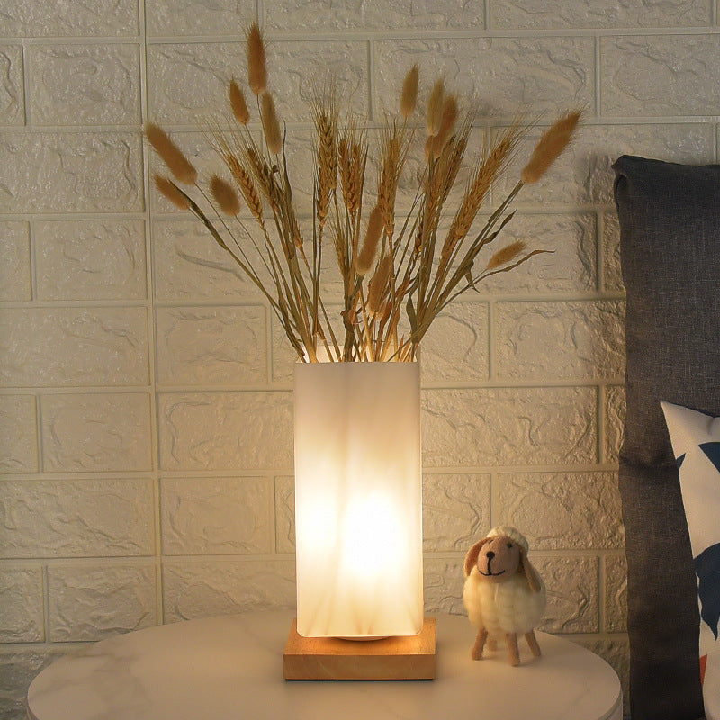 Contemporary Scandinavian Wooden Glass LED Table Lamp for Bedroom