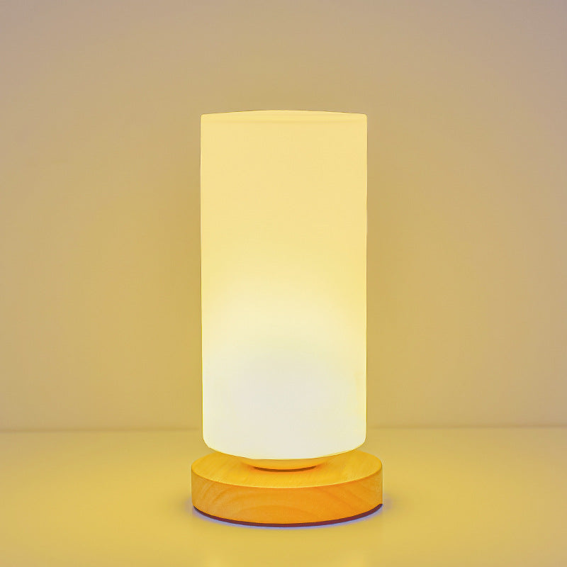 Contemporary Scandinavian Wooden Glass LED Table Lamp for Bedroom