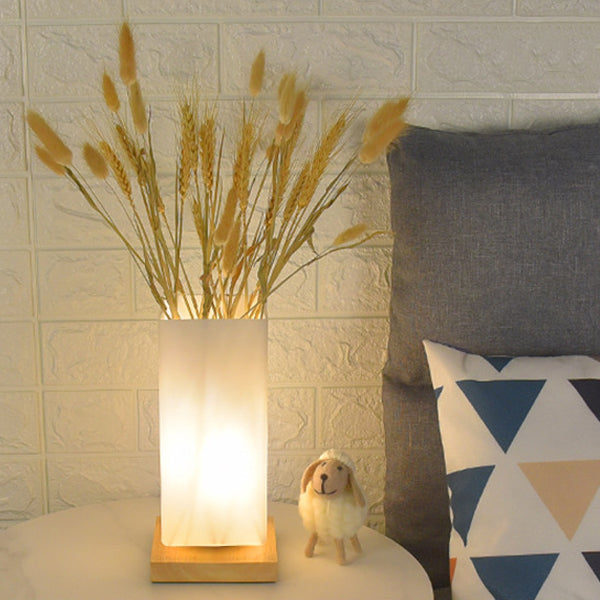 Contemporary Scandinavian Wooden Glass LED Table Lamp for Bedroom