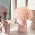 Contemporary Scandinavian Cylinder Mushroom Spiral Textured Glass Table Lamp for Bedroom