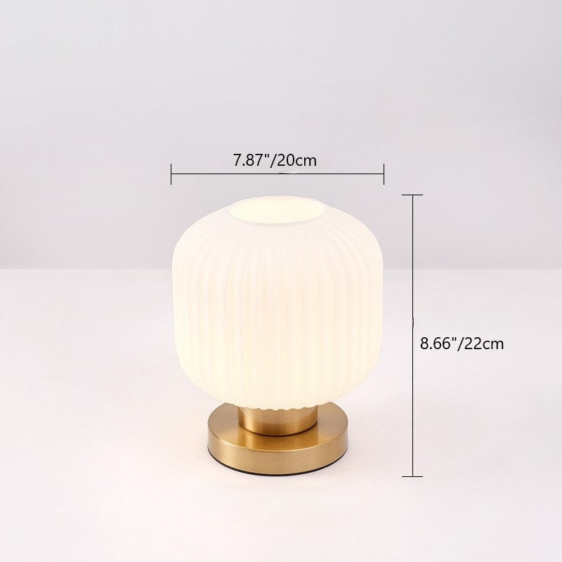 Contemporary Scandinavian Striped Iron Glass Table Lamp for Bedroom - 1-Light Design
