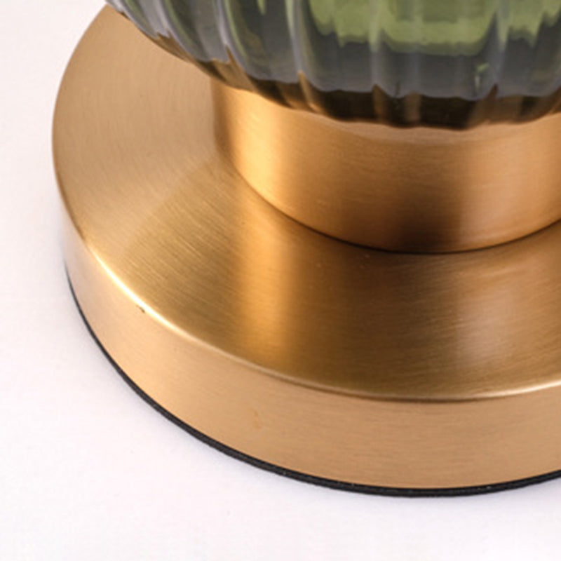 Contemporary Scandinavian Striped Iron Glass Table Lamp for Bedroom - 1-Light Design
