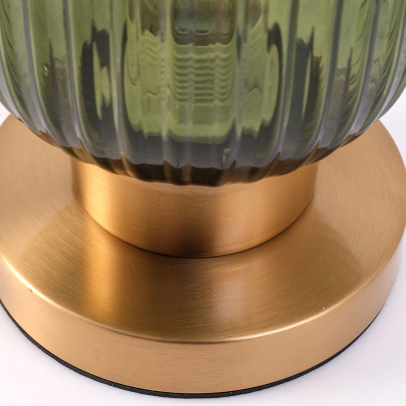 Contemporary Scandinavian Striped Iron Glass Table Lamp for Bedroom - 1-Light Design