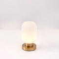 Contemporary Scandinavian Striped Iron Glass Table Lamp for Bedroom - 1-Light Design