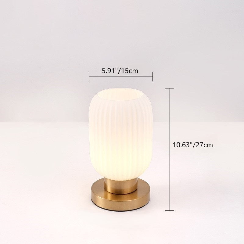Contemporary Scandinavian Striped Iron Glass Table Lamp for Bedroom - 1-Light Design