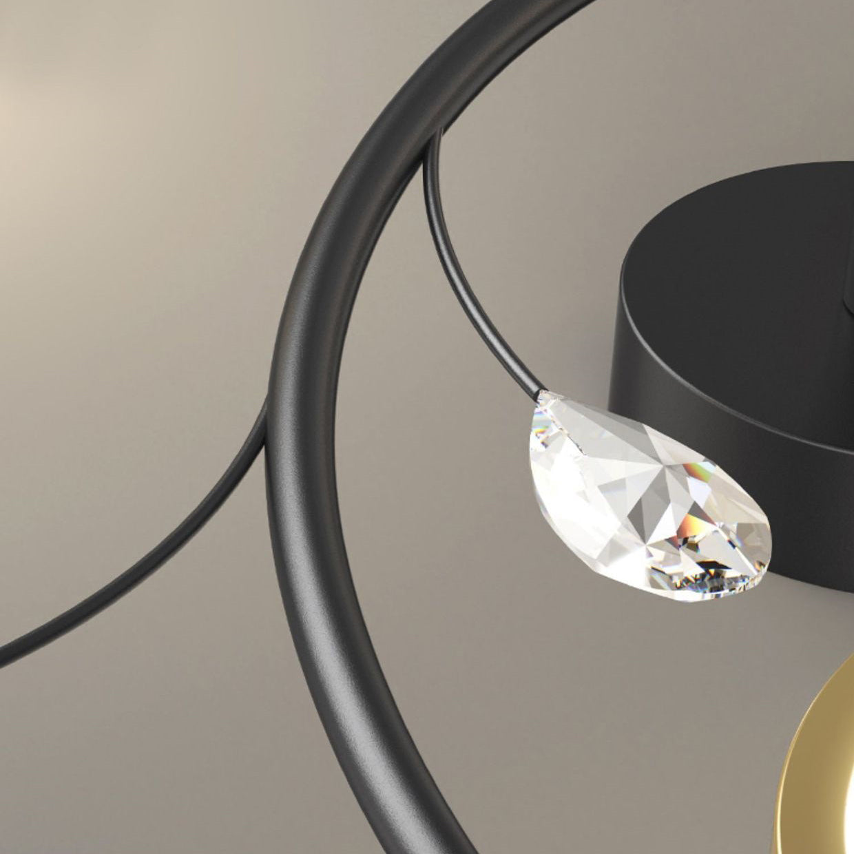 Contemporary Scandinavian Branch Round Iron Acrylic LED Semi-Flush Mount Ceiling Light for Living Room