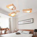 Contemporary Scandinavian Trapezoidal Chandelier - Iron Wood 3/5/6/8 Light Design for Living Room