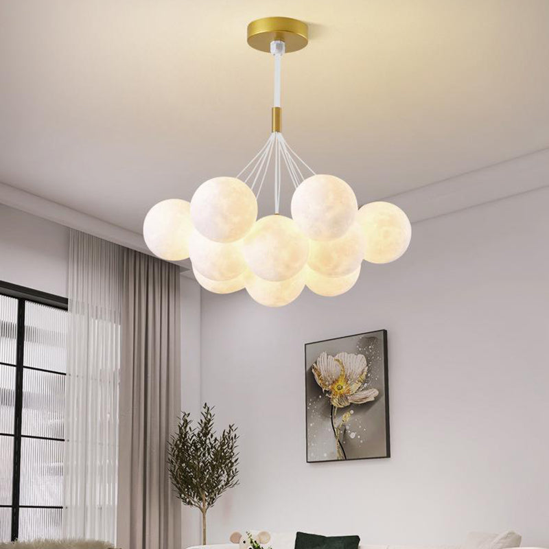 Contemporary Branch Bubbles Iron Resin Chandelier 7/13 Light for Living Room