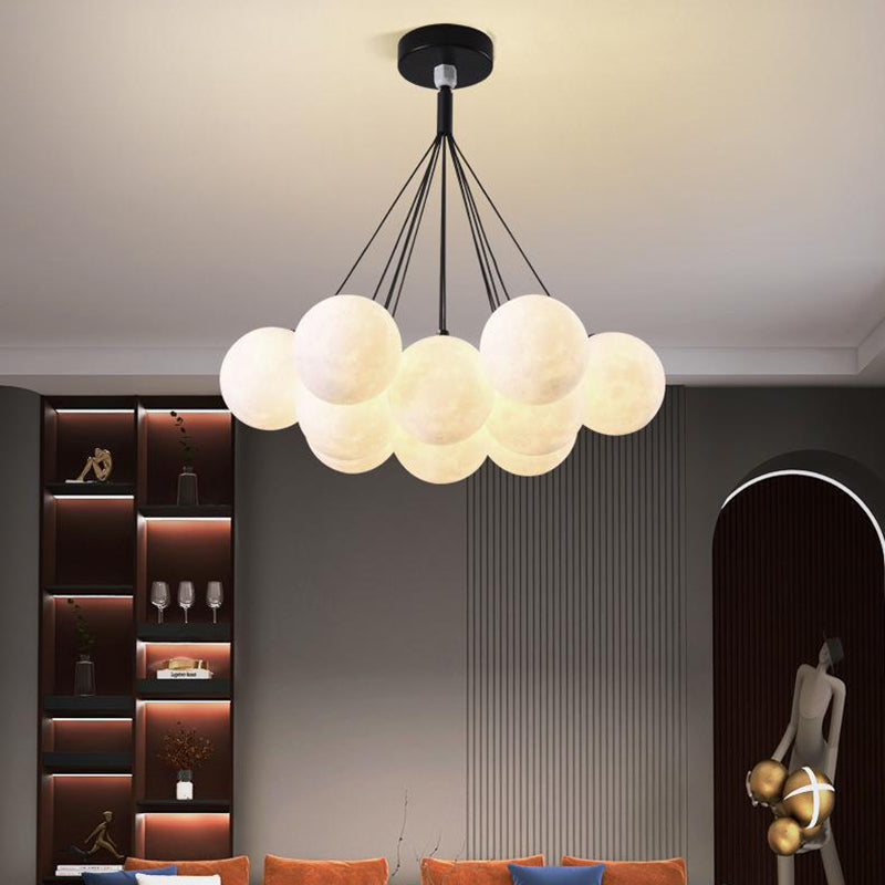 Contemporary Branch Bubbles Iron Resin Chandelier 7/13 Light for Living Room