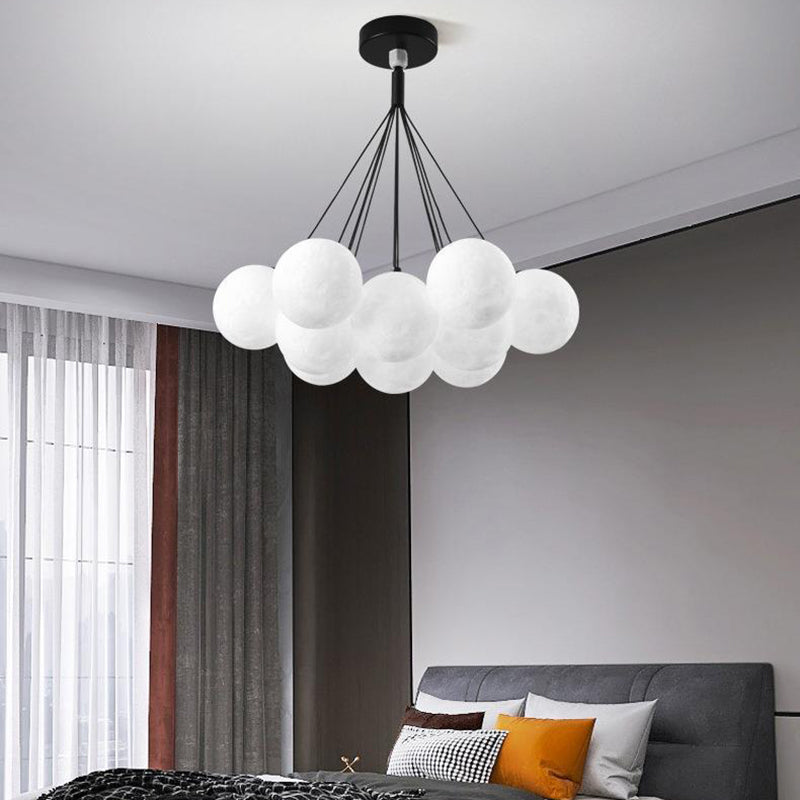 Contemporary Branch Bubbles Iron Resin Chandelier 7/13 Light for Living Room