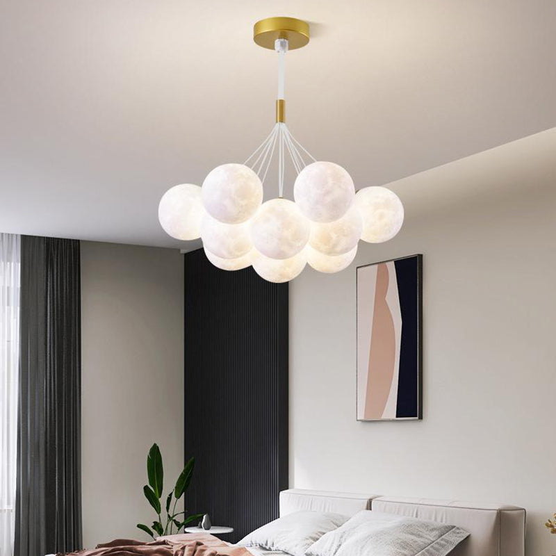 Contemporary Branch Bubbles Iron Resin Chandelier 7/13 Light for Living Room