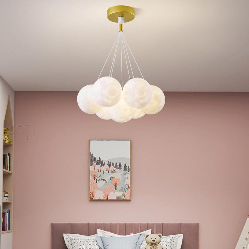 Contemporary Branch Bubbles Iron Resin Chandelier 7/13 Light for Living Room