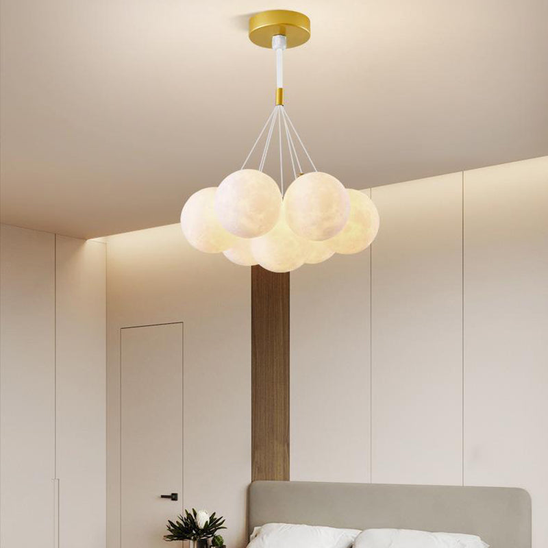 Contemporary Branch Bubbles Iron Resin Chandelier 7/13 Light for Living Room
