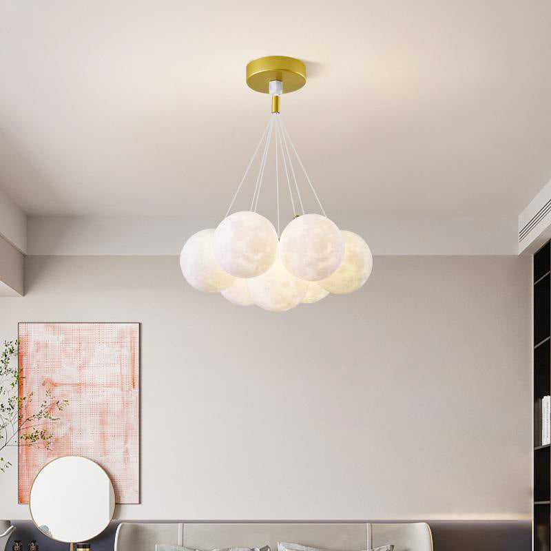 Contemporary Branch Bubbles Iron Resin Chandelier 7/13 Light for Living Room